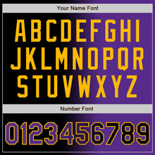 Laden Sie das Bild in den Galerie-Viewer, Uksn Individuelles Bomberjacke in Schwarz-Violett-Gold mit Farbverlauf-Design, Druckknopfleiste und Varsity-Letterman-Stil