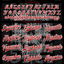 Laden Sie das Bild in den Galerie-Viewer, Uksn Individuelles Bomberjacke in Schwarz-Rot-Weiß mit 3D-Totenkopf-Design, Druckknopfleiste und Varsity-Letterman-Stil