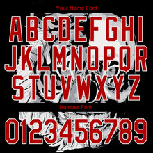 Laden Sie das Bild in den Galerie-Viewer, Uksn Individuelles Bomberjacke in Schwarz-Rot-Weiß mit 3D-Totenkopf-Design, Druckknopfleiste und Varsity-Letterman-Stil