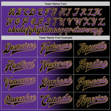 Laden Sie das Bild in den Galerie-Viewer, Uksn Individuelles Bomberjacke in Schwarz-Violett-Altgold mit Farbverlauf-Design, Druckknopfleiste und Varsity-Letterman-Stil