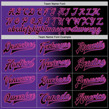 Laden Sie das Bild in den Galerie-Viewer, Uksn Individuelles Bomberjacke in Schwarz-Violett-Pink mit Farbverlauf-Design, Druckknopfleiste und Varsity-Letterman-Stil