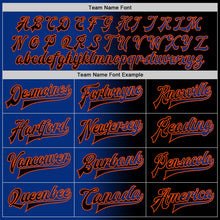 Laden Sie das Bild in den Galerie-Viewer, Uksn Individuelles Bomberjacke in Schwarz-Royalblau-Orange mit Farbverlauf-Design, Druckknopfleiste und Varsity-Letterman-Stil