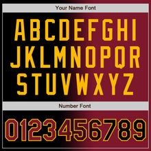 Laden Sie das Bild in den Galerie-Viewer, Uksn Individuelles Bomberjacke in Schwarz-Karmesinrot-Gold mit Farbverlauf-Design, Druckknopfleiste und Varsity-Letterman-Stil