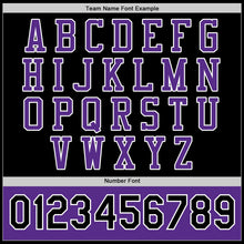 Laden Sie das Bild in den Galerie-Viewer, Uksn Individuelles Bomberjacke in Schwarz-Violett-Weiß mit Druckknopfleiste, Zweifarben-Design und Varsity-Letterman-Stil