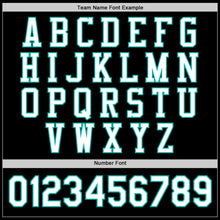 Laden Sie das Bild in den Galerie-Viewer, Uksn Individuelles Bomberjacke in Schwarz-Weiß-Aqua mit Druckknopfleiste und Varsity-Letterman-Stil