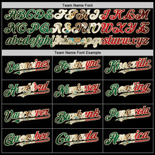 Laden Sie das Bild in den Galerie-Viewer, Uksn Individuelles Bomberjacke in Schwarz-Creme mit Vintage-Mexiko-Flagge, Druckknopfleiste, Kapuze und Varsity-Letterman-Stil