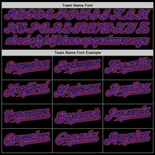 Laden Sie das Bild in den Galerie-Viewer, Uksn Individuelles Bomberjacke in Schwarz-Violett-Pink mit Druckknopfleiste, Kapuze und Varsity-Letterman-Stil