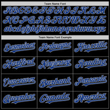 Laden Sie das Bild in den Galerie-Viewer, Uksn Individuelles Bomberjacke in Schwarz-Royalblau-Grau mit Druckknopfleiste, Kapuze und Varsity-Letterman-Stil