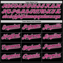 Laden Sie das Bild in den Galerie-Viewer, Uksn Individuelles Bomberjacke in Schwarz-Pink-Weiß mit Druckknopfleiste, Kapuze und Varsity-Letterman-Stil
