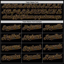 Laden Sie das Bild in den Galerie-Viewer, Uksn Individuelles Bomberjacke in Schwarz-Altgold mit Druckknopfleiste, Kapuze und Varsity-Letterman-Stil