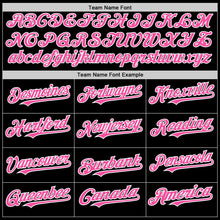 Laden Sie das Bild in den Galerie-Viewer, Uksn Individuelles Bomberjacke in Schwarz-Pink-Weiß mit Druckknopfleiste, Kapuze, Zweifarben-Design und Varsity-Letterman-Stil