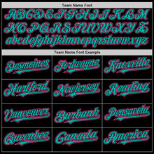 Laden Sie das Bild in den Galerie-Viewer, Uksn Individuelles Bomberjacke in Schwarz-Aqua-Pink mit Druckknopfleiste, Kapuze, Zweifarben-Design und Varsity-Letterman-Stil