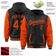 Laden Sie das Bild in den Galerie-Viewer, Uksn Individuelles Bomberjacke in Schwarz-Orange mit Druckknopfleiste, Kapuze, Zweifarben-Design und Varsity-Letterman-Stil
