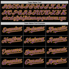 Laden Sie das Bild in den Galerie-Viewer, Uksn Individuelles Bomberjacke in Schwarz-Violett-Gold mit Druckknopfleiste, Kapuze, Zweifarben-Design und Varsity-Letterman-Stil