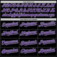 Laden Sie das Bild in den Galerie-Viewer, Uksn Individuelles Bomberjacke in Schwarz-Violett-Grau mit Druckknopfleiste, Kapuze, Zweifarben-Design und Varsity-Letterman-Stil