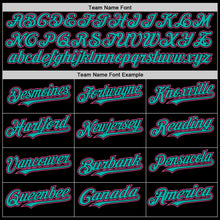 Laden Sie das Bild in den Galerie-Viewer, Uksn Individuelles Bomberjacke in Schwarz-Pink-Aqua mit Byron-Stil, Reverskragen, Druckknopfleiste und Varsity-Letterman-Stil