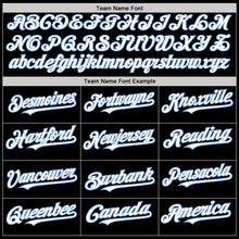 Laden Sie das Bild in den Galerie-Viewer, Uksn Individuelles Bomberjacke in Schwarz-Weiß-Hellblau mit Byron-Stil, Reverskragen, Druckknopfleiste und Varsity-Letterman-Stil