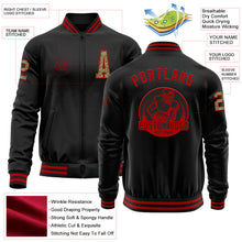 Laden Sie das Bild in den Galerie-Viewer, Uksn Individuelles Bomberjacke in Schwarz-Camouflage-Rot mit Reißverschluss und Varsity-Letterman-Stil