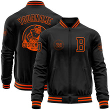 Laden Sie das Bild in den Galerie-Viewer, Uksn Individuelles Bomberjacke in Schwarz-Orange mit Reißverschluss und Varsity-Letterman-Stil