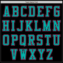 Laden Sie das Bild in den Galerie-Viewer, Uksn Individuelles Bomberjacke in Schwarz-Aqua-Pink mit Reißverschluss und Varsity-Letterman-Stil
