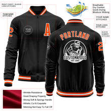 Laden Sie das Bild in den Galerie-Viewer, Uksn Individuelles Bomberjacke in Schwarz-Orange-Weiß mit Reißverschluss und Varsity-Letterman-Stil