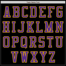 Laden Sie das Bild in den Galerie-Viewer, Uksn Individuelles Bomberjacke in Schwarz-Violett-Gold mit Reißverschluss und Varsity-Letterman-Stil