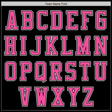 Laden Sie das Bild in den Galerie-Viewer, Uksn Individuelles Bomberjacke in Schwarz-Pink-Weiß mit Reißverschluss und Varsity-Letterman-Stil