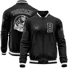 Laden Sie das Bild in den Galerie-Viewer, Uksn Individuelles Bomberjacke in Schwarz-Weiß mit Reißverschluss und Varsity-Letterman-Stil