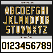 Laden Sie das Bild in den Galerie-Viewer, Uksn Individuelles Bomberjacke in Schwarz-Altgold-Weiß mit Reißverschluss, Zweifarben-Design und Varsity-Letterman-Stil