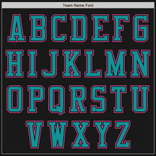 Laden Sie das Bild in den Galerie-Viewer, Uksn Individuelles Bomberjacke in Schwarz-Petrol-Pink mit Reißverschluss, Zweifarben-Design und Varsity-Letterman-Stil