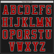 Laden Sie das Bild in den Galerie-Viewer, Uksn Individuelles Bomberjacke in Schwarz-Rot-Weiß mit Reißverschluss, Zweifarben-Design und Varsity-Letterman-Stil
