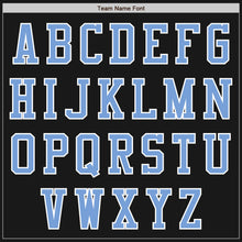 Laden Sie das Bild in den Galerie-Viewer, Uksn Individuelles Bomberjacke in Schwarz-Hellblau-Weiß mit Reißverschluss, Zweifarben-Design und Varsity-Letterman-Stil