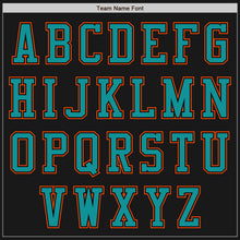 Laden Sie das Bild in den Galerie-Viewer, Uksn Individuelles Bomberjacke in Schwarz-Petrol-Orange mit Reißverschluss, Zweifarben-Design und Varsity-Letterman-Stil