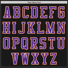 Laden Sie das Bild in den Galerie-Viewer, Uksn Individuelles Bomberjacke in Schwarz-Violett-Orange mit Reißverschluss, Zweifarben-Design und Varsity-Letterman-Stil