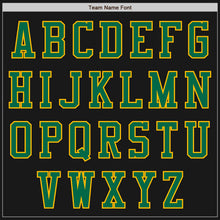 Laden Sie das Bild in den Galerie-Viewer, Uksn Individuelles Bomberjacke in Schwarz-Gold-Kelly-Grün mit Reißverschluss, Zweifarben-Design und Varsity-Letterman-Stil
