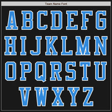 Laden Sie das Bild in den Galerie-Viewer, Uksn Individuelles Bomberjacke in Schwarz-Puderblau-Weiß mit Reißverschluss, Zweifarben-Design und Varsity-Letterman-Stil