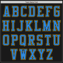 Laden Sie das Bild in den Galerie-Viewer, Uksn Individuelles Bomberjacke in Schwarz-Gold-Puderblau mit Reißverschluss, Zweifarben-Design und Varsity-Letterman-Stil