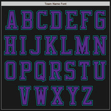 Laden Sie das Bild in den Galerie-Viewer, Uksn Individuelles Bomberjacke in Schwarz-Petrol-Violett mit Reißverschluss, Zweifarben-Design und Varsity-Letterman-Stil