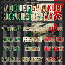 Laden Sie das Bild in den Galerie-Viewer, Uksn Individuelles Bomberjacke in Schwarz-Creme-Grau mit Vintage-Mexiko-Flagge, 3D-Mexiko-Design, Druckknopfleiste, Kapuze und Varsity-Letterman-Stil