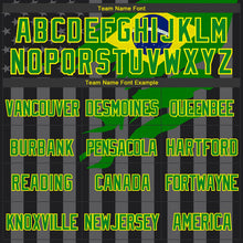 Laden Sie das Bild in den Galerie-Viewer, Uksn Individuelles Bomberjacke in Schwarz-Grasgrün-Hellgelb-Grau mit 3D-Brasilien-Flagge, Druckknopfleiste, Kapuze und Varsity-Letterman-Stil