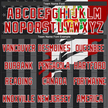 Laden Sie das Bild in den Galerie-Viewer, Uksn Individuelles Bomberjacke in Schwarz-Rot-Grau mit 3D-Peru-Flagge, Druckknopfleiste, Kapuze und Varsity-Letterman-Stil