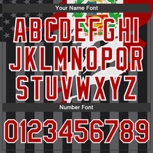 Laden Sie das Bild in den Galerie-Viewer, Uksn Individuelles Bomberjacke in Schwarz-Rot-Grau mit 3D-Peru-Flagge, Druckknopfleiste, Kapuze und Varsity-Letterman-Stil