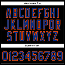 Laden Sie das Bild in den Galerie-Viewer, Uksn Individuelles Bomberjacke in Schwarz-Royalblau-Orange mit Kunstleder, Druckknopfleiste und Varsity-Letterman-Stil
