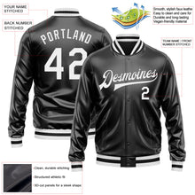 Laden Sie das Bild in den Galerie-Viewer, Uksn Individuelles Bomberjacke in Schwarz-Weiß mit Kunstleder, Druckknopfleiste und Varsity-Letterman-Stil