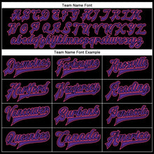 Laden Sie das Bild in den Galerie-Viewer, Uksn Individuelles Bomberjacke in Schwarz-Violett-Pink mit Kunstleder, Druckknopfleiste und Varsity-Letterman-Stil