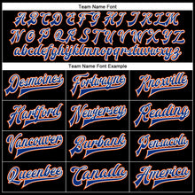 Laden Sie das Bild in den Galerie-Viewer, Uksn Individuelles Bomberjacke in Schwarz-Royalblau-Orange mit Kunstleder, Druckknopfleiste und Varsity-Letterman-Stil