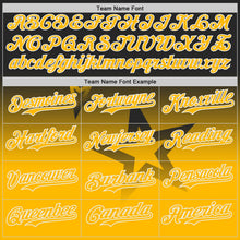 Laden Sie das Bild in den Galerie-Viewer, Uksn Individuelles Bomberjacke in Schwarz-Gold-Weiß mit Funkelstern-Design im Farbverlauf, Druckknopfleiste, Kapuze und Varsity-Letterman-Stil