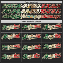 Laden Sie das Bild in den Galerie-Viewer, Uksn Individuelles Bomberjacke in Schwarz-Creme mit Vintage-Mexiko-Flagge, Digital-Camouflage im Zweifarben-Look, Druckknopfleiste, Kapuze und Varsity-Letterman-Stil