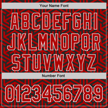 Laden Sie das Bild in den Galerie-Viewer, Uksn Individuelles Bomberjacke in Schwarz-Rot-Weiß mit geometrischem Pfeil-Design, Druckknopfleiste, Kapuze und Varsity-Letterman-Stil