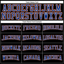 Laden Sie das Bild in den Galerie-Viewer, Uksn Individuelles Schwarz Royalblau Orange-Weiß Langarm Funktions-T-Shirt